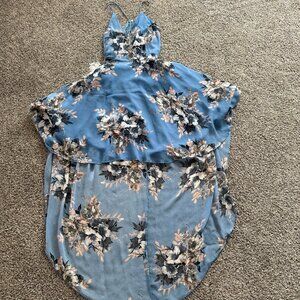 Blue Floral High Low Dress